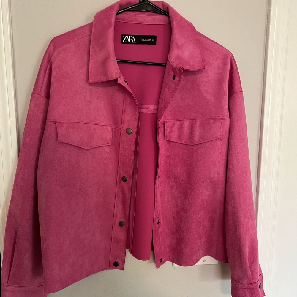 Pink faux suede Zara jacket size L